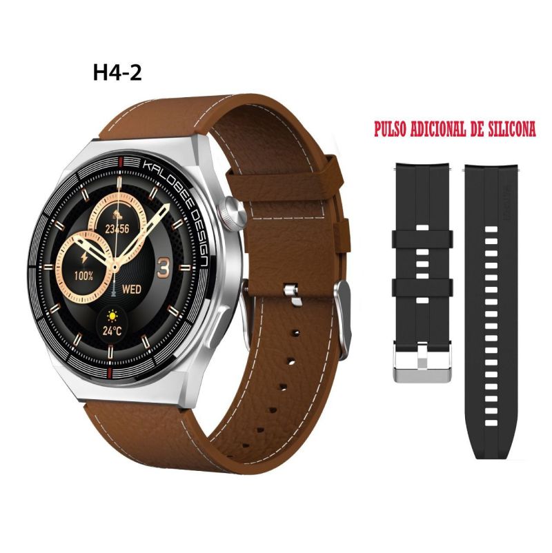 Comprar Reloj Smartwatch Pulso En Cuero Cafe en Electroshopy